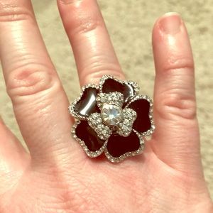 Lia Sophia black flower ring
